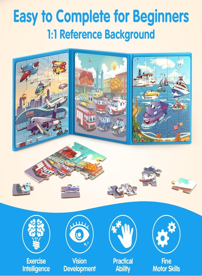 SYNARRY Air Land Water Transport Magnetic Puzzles for Toddlers 3-5, 20 Pieces Travel Puzzles for Kids Ages 4-6, Car Airplane Road Trip Activities Toys for 3 4 5 6 Year Old Boys Girls Birthday Gifts - Image 4